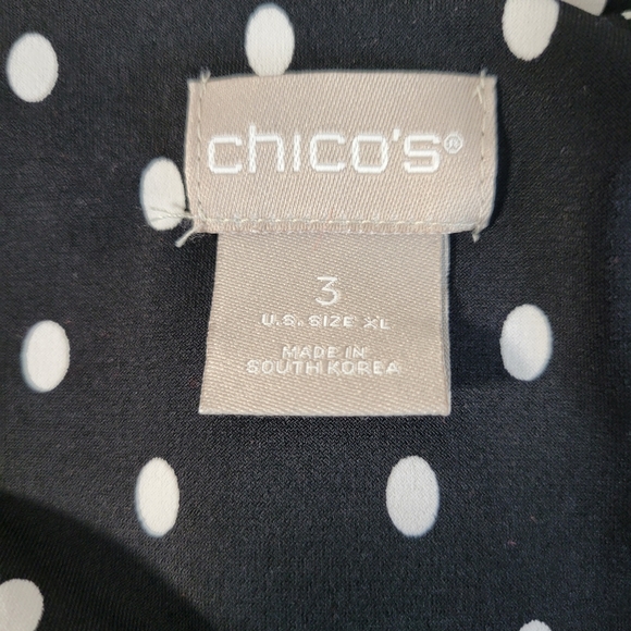 Chicos Black/white polka dot Tie side Top Size 3 - Picture 3 of 8